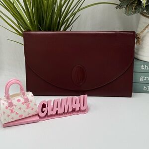 Cartier Must de Cartier Vintage Bordeaux Leather Flap Clutch